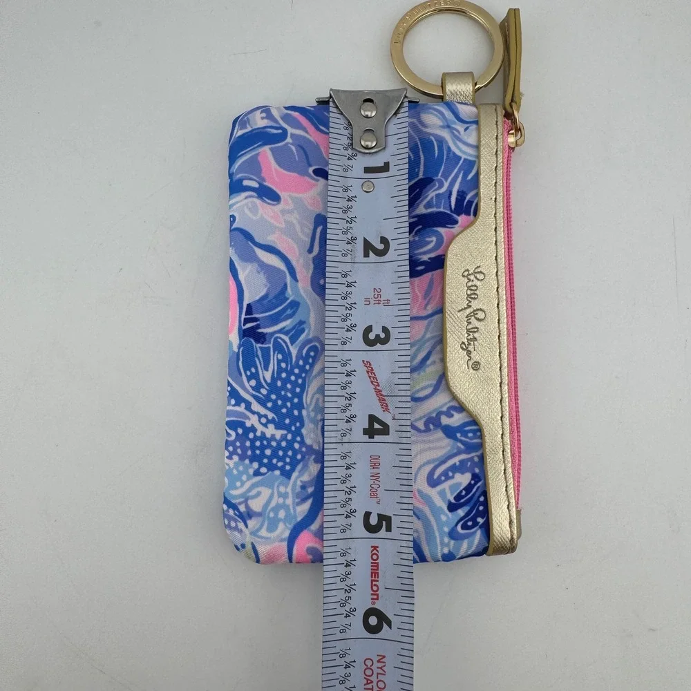 Lilly‎ Pulitzer ID Case Keychain Wallet Blue Pink Excellent Floral Preppy